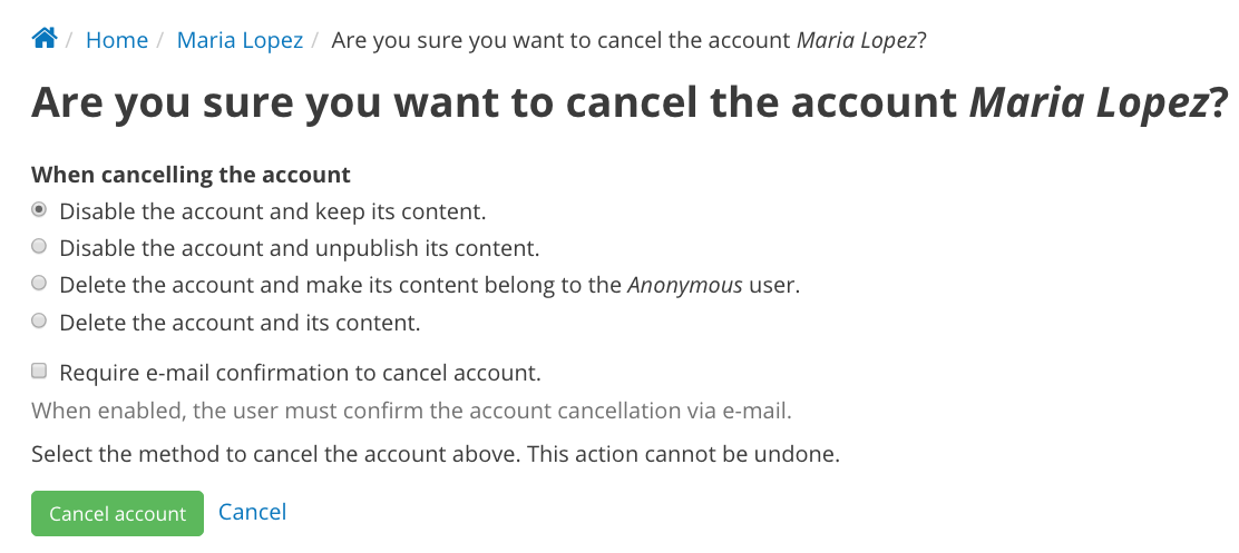 An image displaying what happens during the process of canceling a user's account.