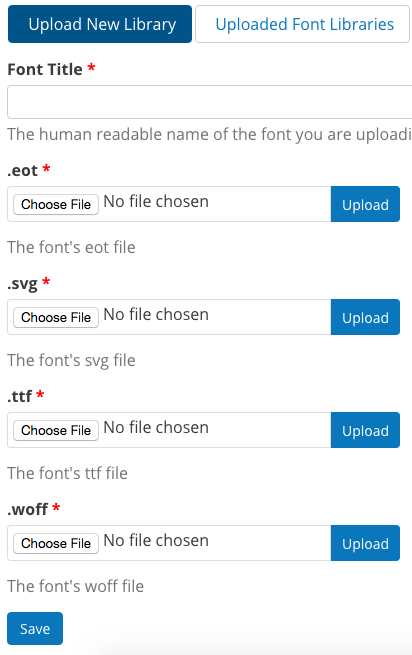 upload font library fields